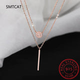 Princess Silver 925 Necklace Women Choker Accessories Rose Round Pendant Female
