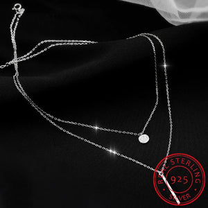 Princess Silver 925 Necklace Women Choker Accessories Rose Round Pendant Female