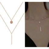 Princess Silver 925 Necklace Rose Pendant Female Double Layer Necklaces