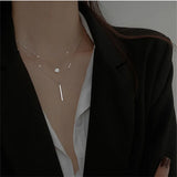 Princess Silver 925 Necklace Rose Pendant Female Double Layer Necklaces