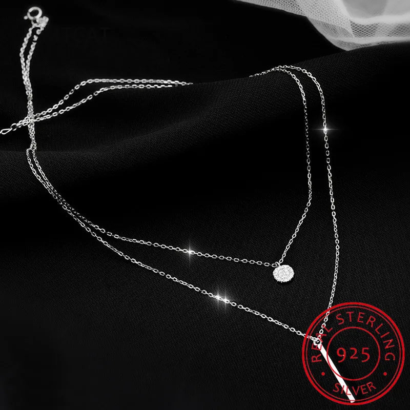 Princess Silver 925 Necklace Women Choker Accessories Rose Round Pendant Female
