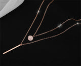 Princess Silver 925 Necklace Rose Pendant Female Double Layer Necklaces