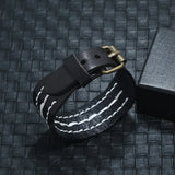 Vintage Leather Wide Cuff Bracelet Punk Belt Bangle