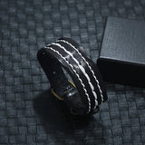 Vintage Leather Wide Cuff Bracelet Punk Belt Bangle
