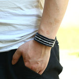 Vintage Leather Wide Cuff Bracelet Punk Belt Bangle