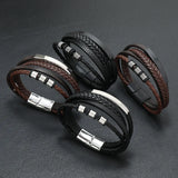 Men's Punk Leather Bracelet Charm Braided Rock Man Magnetic Cuff Bracelet