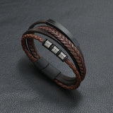 Men's Punk Leather Bracelet Charm Braided Rock Man Magnetic Cuff Bracelet