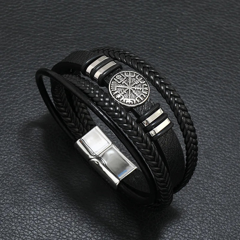 Men's Punk Leather Bracelets Multi-layer Braided Gift