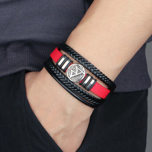 Men's Punk Leather Bracelets Multi-layer Braided Gift