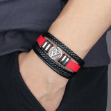 Men's Punk Leather Bracelets Multi-layer Braided Gift
