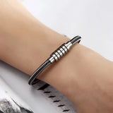 Punk Steel Wire Bracelet Stainless Steel Buckle Men Women Jewelry