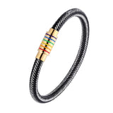 Punk Steel Wire Bracelet Stainless Steel Buckle Men Women Jewelry