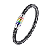 Punk Steel Wire Bracelet Stainless Steel Buckle Men Women Jewelry
