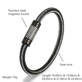 Punk Steel Wire Bracelet Stainless Steel Buckle Men Women Jewelry
