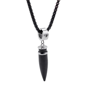 Punk Bullet Pendant Titanium Steel Cone Crystal Necklace
