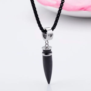 Punk Bullet Pendant Titanium Steel Cone Crystal Necklace