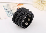 Punk Casual Wide Leather Braided Cuff Bracelet Bangle