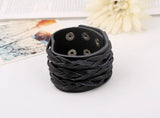 Punk Casual Wide Leather Braided Cuff Bracelet Bangle