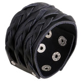 Punk Casual Wide Leather Braided Cuff Bracelet Bangle