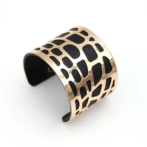 Punk Charm Leather Open Cuff Bangle Bracelet for Women