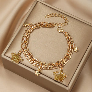 Punk Double Chain Adjustable Bracelet for Women
