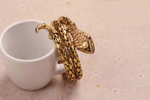 Punk Snake Cuff Bangle Bracelet Men Women Rhinestone Jewelry