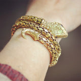 Punk Snake Cuff Bangle Bracelet Men Women Rhinestone Jewelry