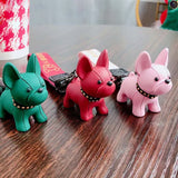 French Bulldog Keychain PU Leather Dog Keychains for Women Bag Pendant