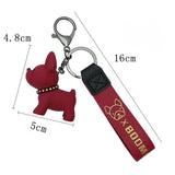 French Bulldog Keychain PU Leather Dog Keychains for Women Bag Pendant