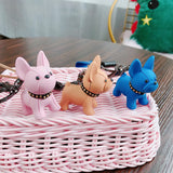 French Bulldog Keychain PU Leather Dog Keychains for Women Bag Pendant