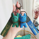 French Bulldog Keychain PU Leather Dog Keychains for Women Bag Pendant