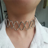 Punk Silver Torques Choker Necklace For Women Vintage Geometric Metal Collar