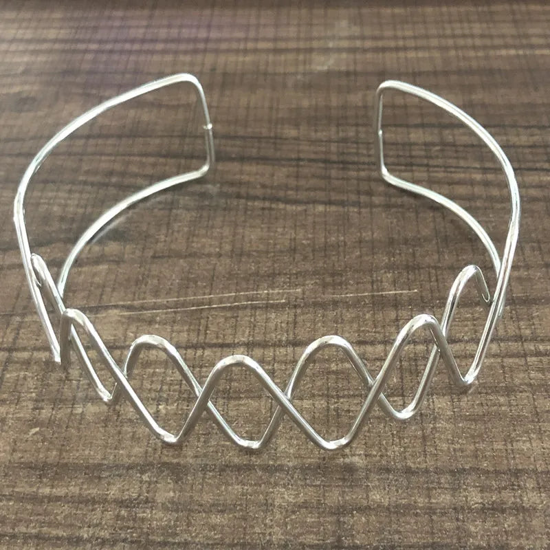 Punk Silver Torques Choker Necklace For Women Vintage Geometric Metal Collar