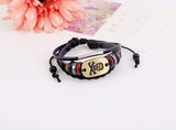 Punk Gothic Skull Leather Men Bracelet Vintage Retro Skeleton Bead Charm Bangle