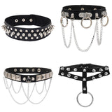 Punk Rivet Leather Choker Necklace