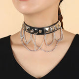 Punk Rivet Leather Choker Necklace