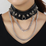 Punk Rivet Leather Choker Necklace