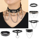 Punk Rivet Leather Choker Necklace