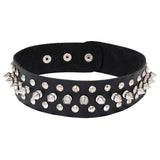 Punk Rivet Leather Choker Necklace