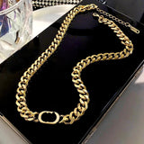 Punk Cuban Link Chain Necklace Women's Stainless Steel Jewelry