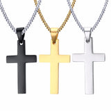 Punk Male Cross Pendant Stainless Steel Necklace