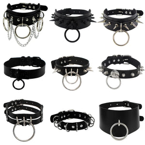 Punk Gothic PU Leather Rivet Collar Choker Necklace