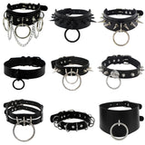 Punk Gothic PU Leather Rivet Collar Choker Necklace