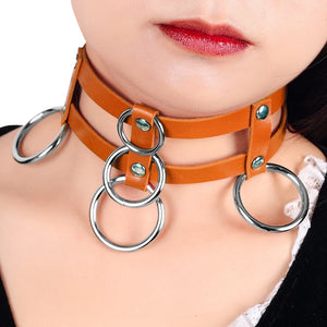 Punk O-Ring Choker Necklace Gothic Collar Jewelry