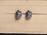 925 Silver Human Heart Stud Earrings Retro Punk Style Prevent Allergy Jewelry