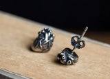 925 Silver Human Heart Stud Earrings Retro Punk Style Prevent Allergy Jewelry