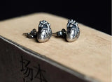 925 Silver Human Heart Stud Earrings Retro Punk Style Prevent Allergy Jewelry