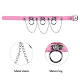 Punk Ring Chain Pendant Leather Necklace Collar Choker Goth