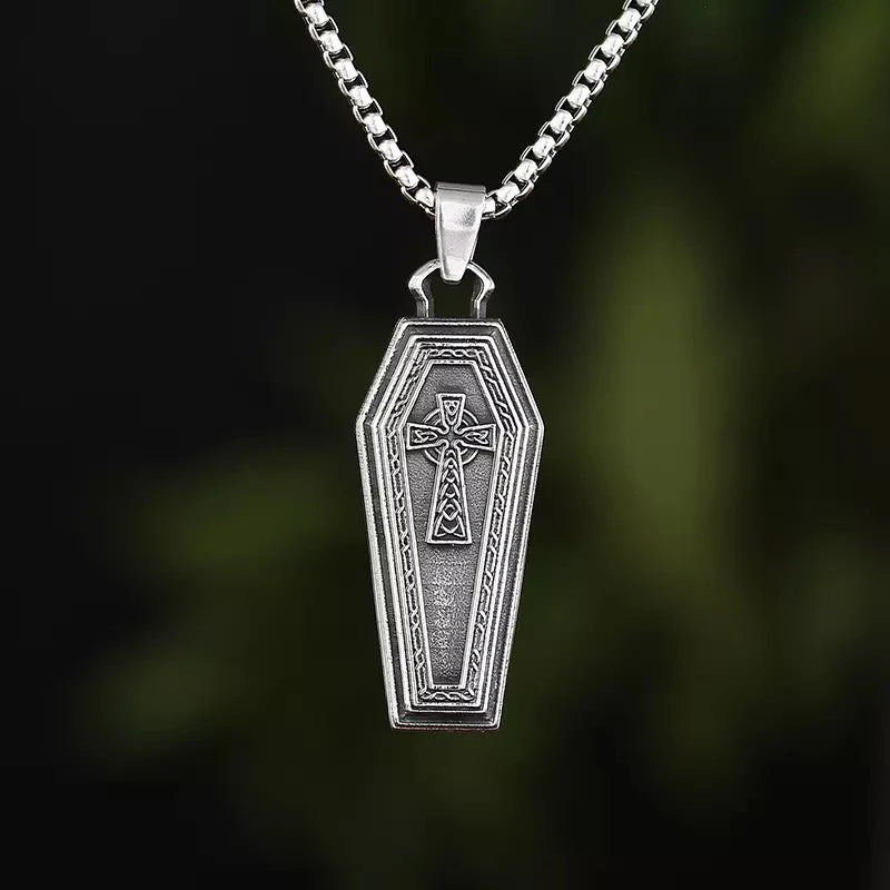 Punk Rock Stainless Steel Coffin Necklace