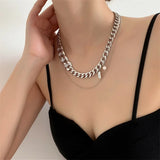 Punk Silver Metal Chain Choker Crystal Necklace Party Jewelry